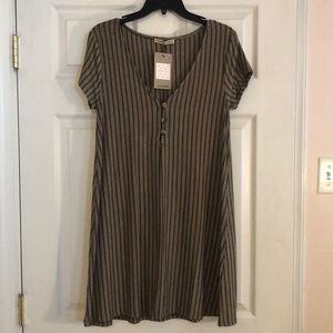 Pull & Bear Green Striped Dress